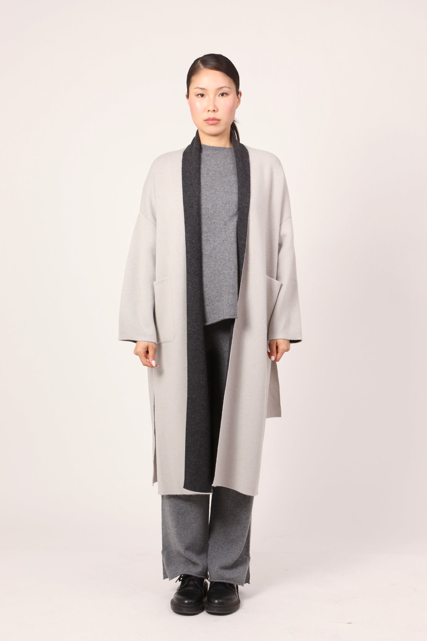 TWO-COLOUR COAT IN CLAY GREY & DARK GREY
