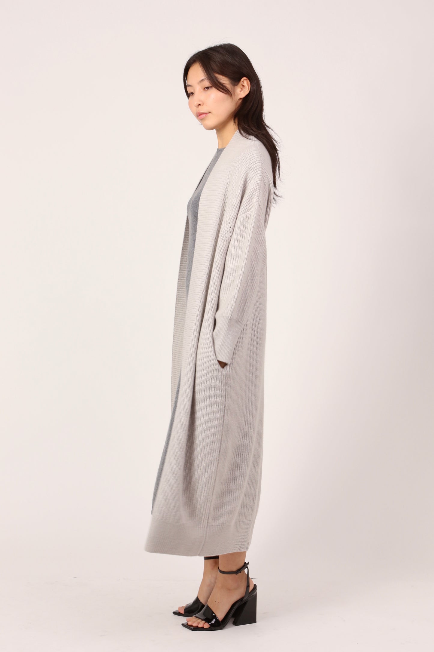 RIBBED COAT IN CLAY GREY