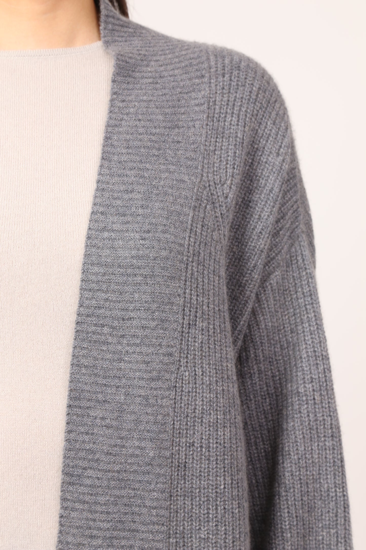 RIBBED COAT IN HEATHER GREY