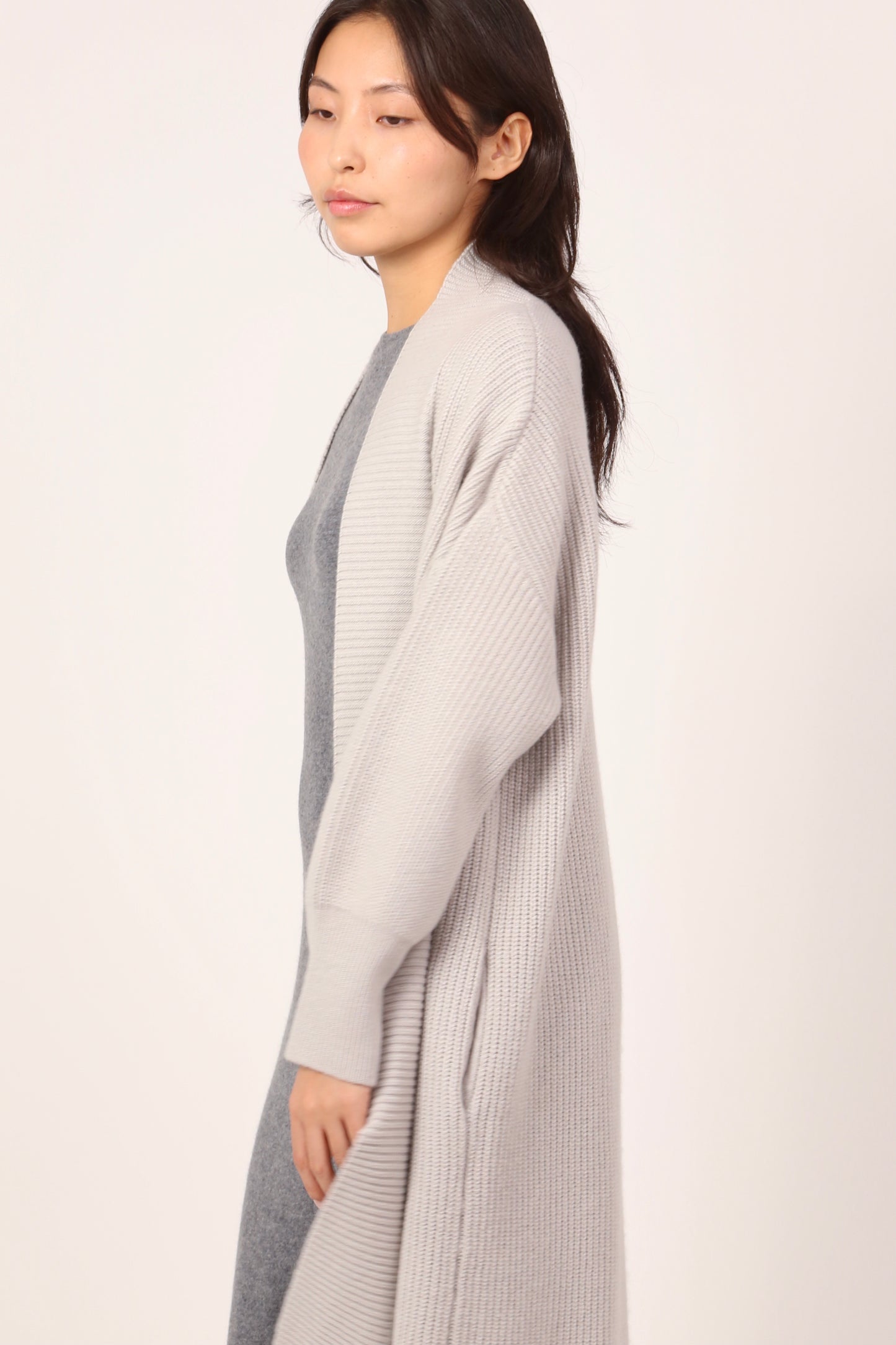 RIBBED COAT IN CLAY GREY