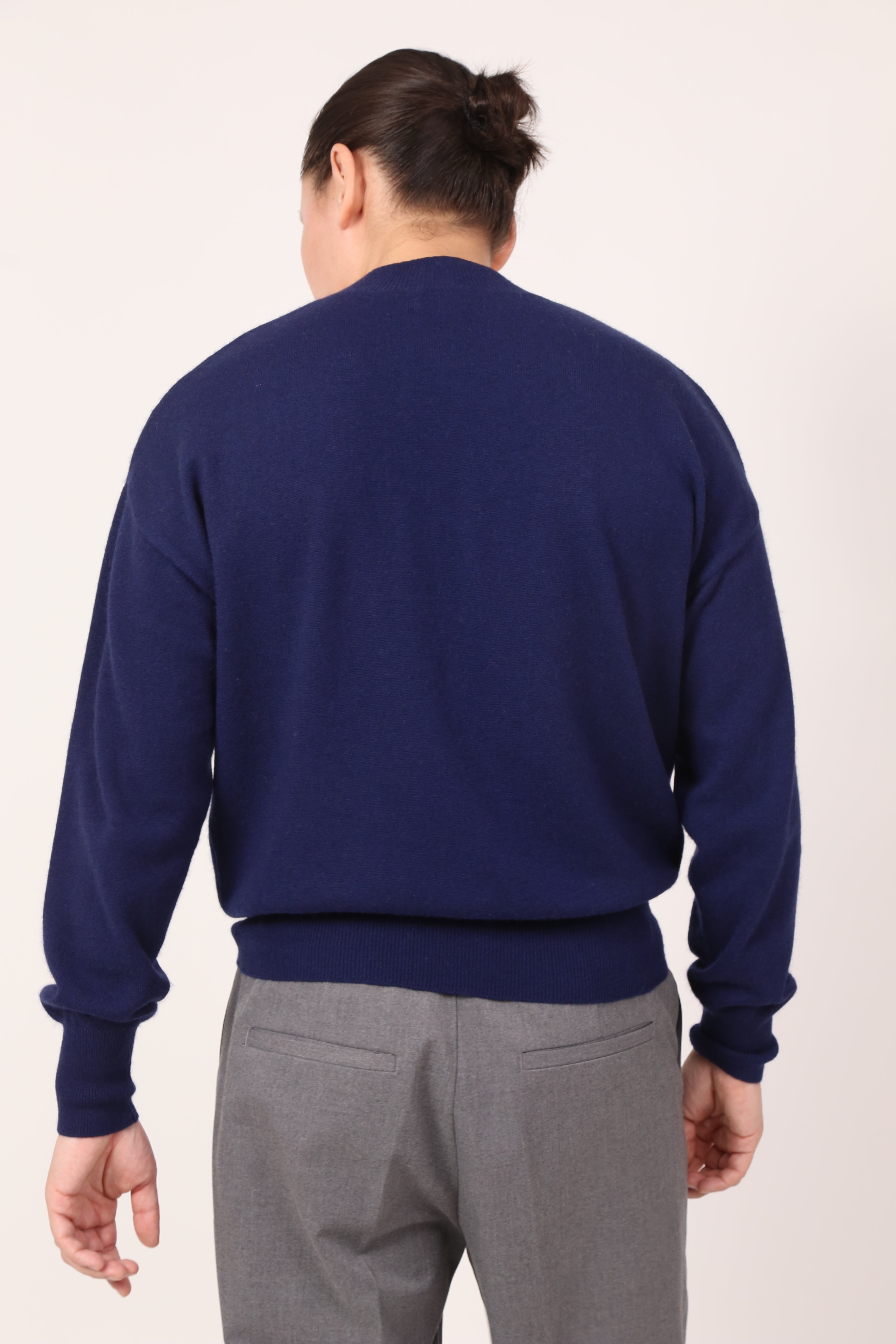 v-neck jumper in navy