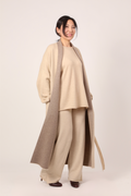 two-colour coat in beige & brown