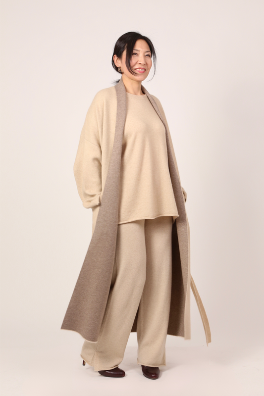 TWO-COLOUR COAT IN BEIGE & BROWN