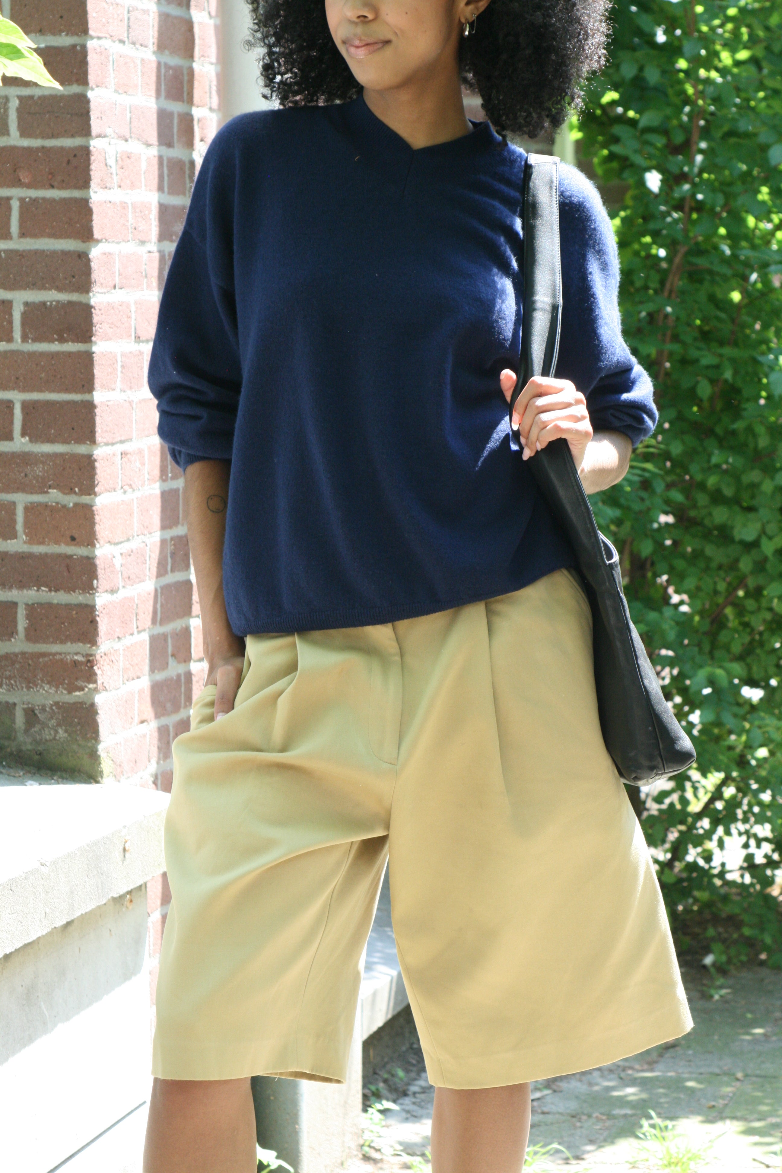 v-neck jumper in navy