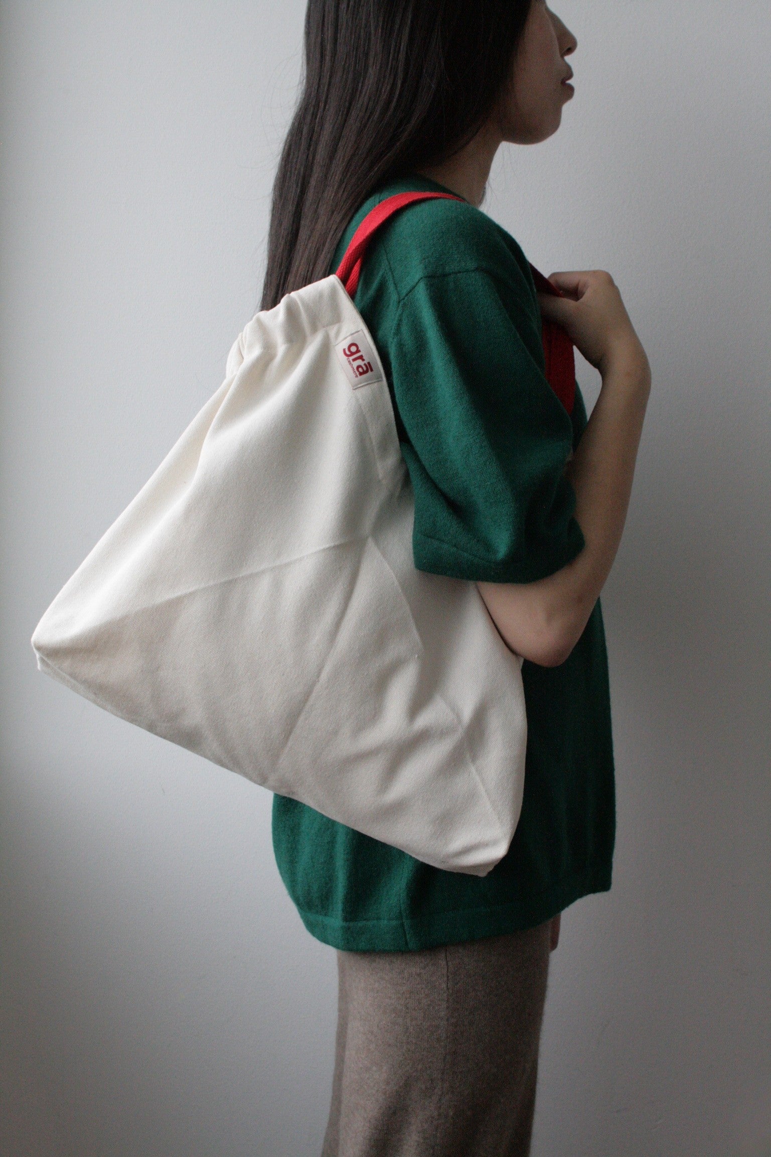 handmade grá tote bag