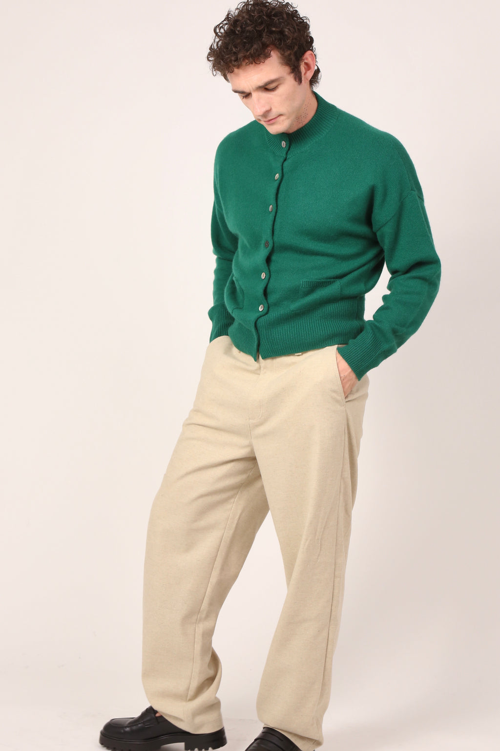 everyday cardi in forest green