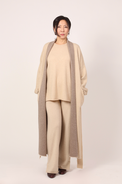 TWO-COLOUR COAT IN BEIGE & BROWN