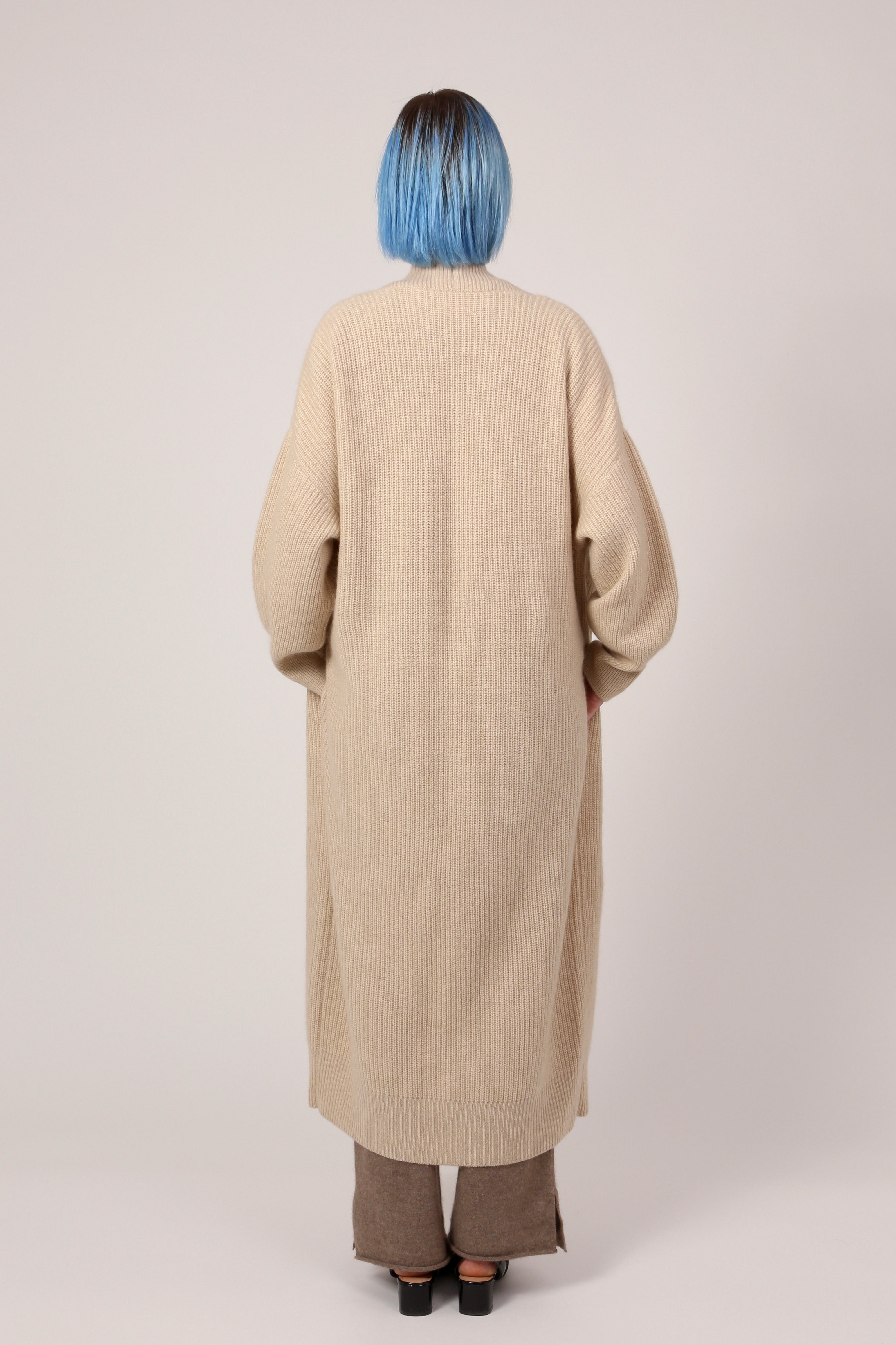 ribbed coat in beige