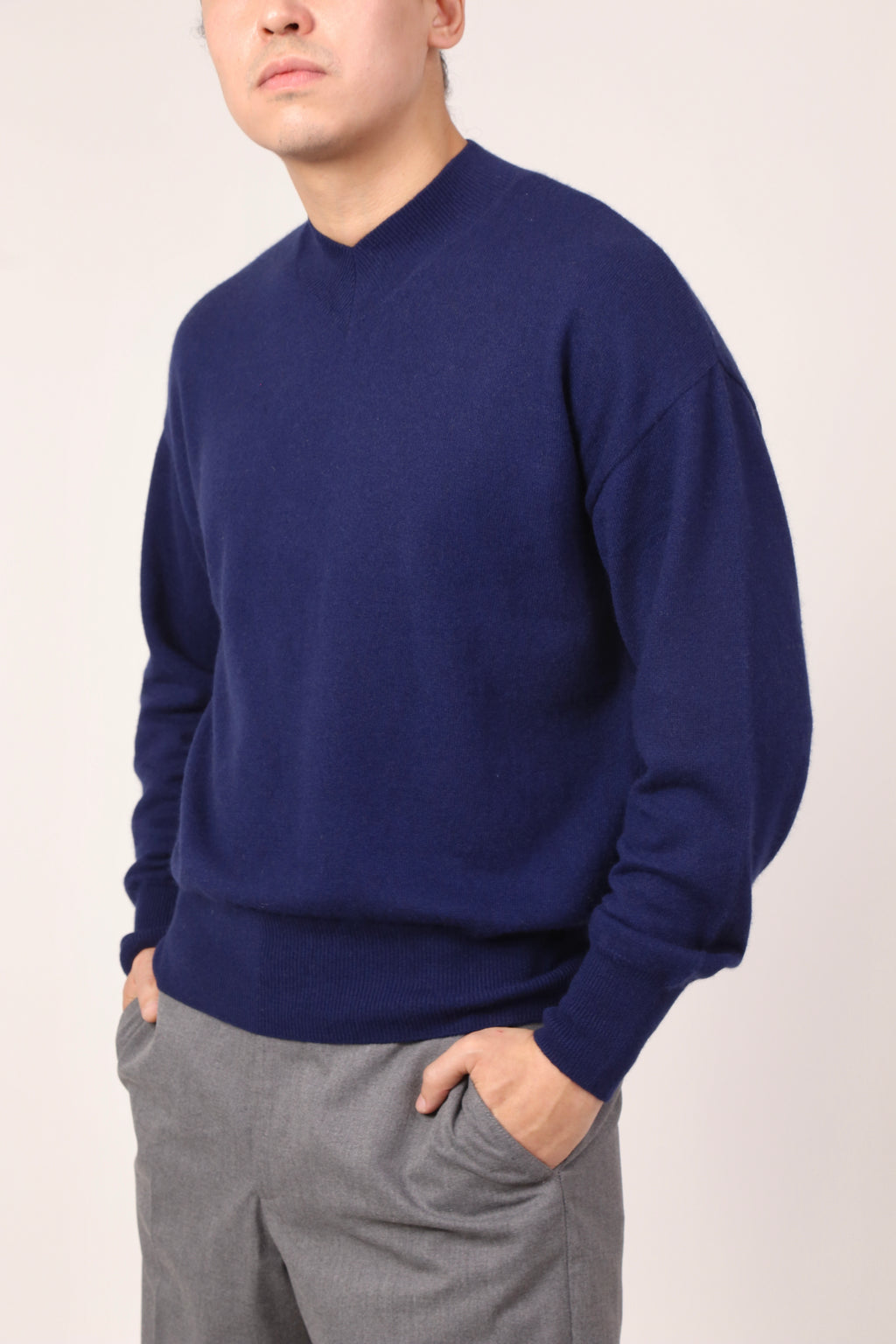 v-neck jumper in navy