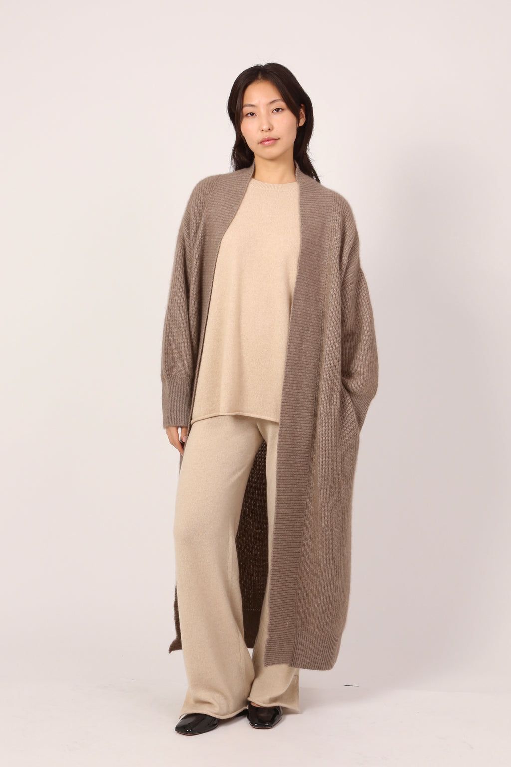 ribbed coat in natural brown