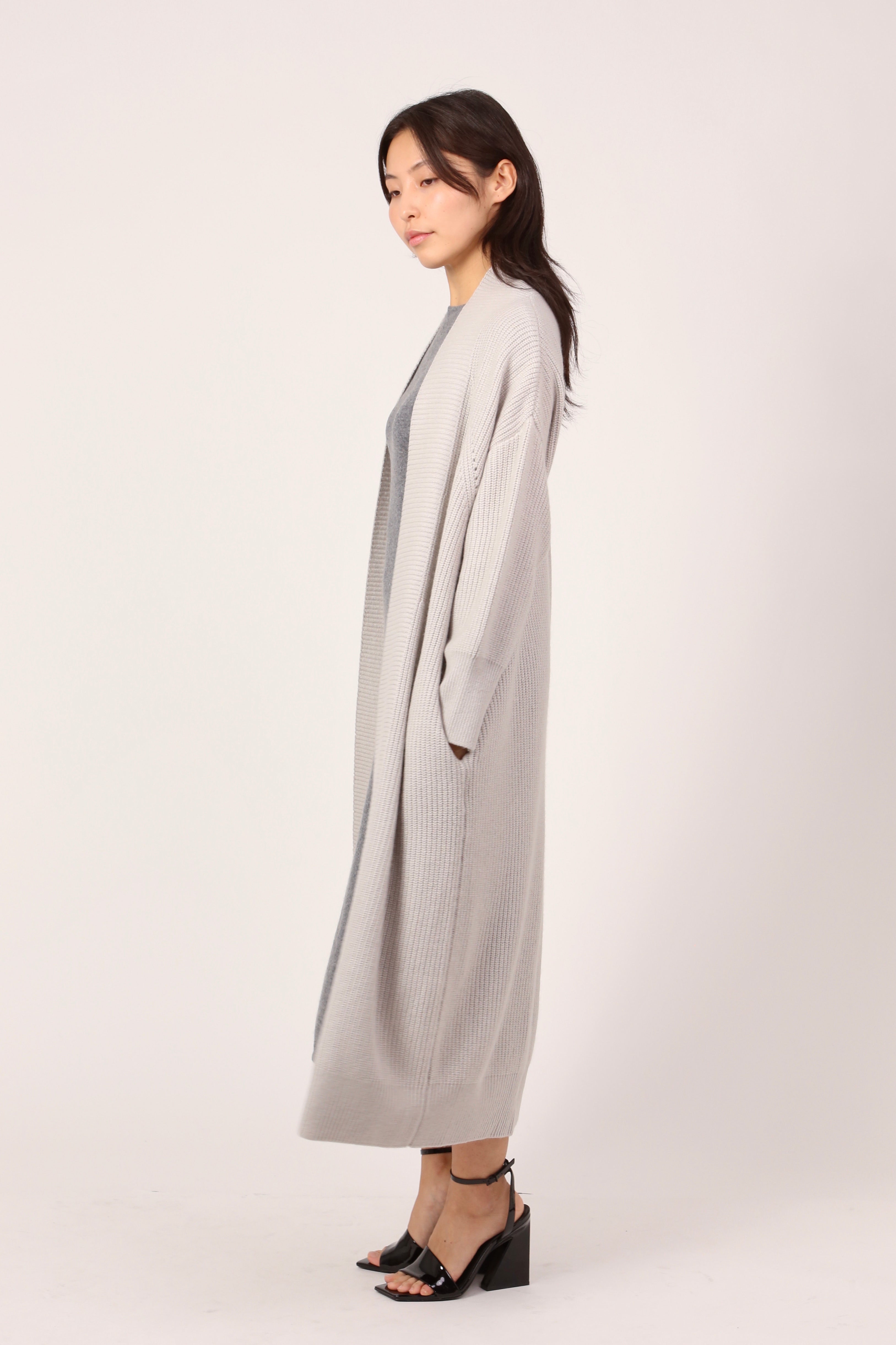 ribbed coat in clay grey