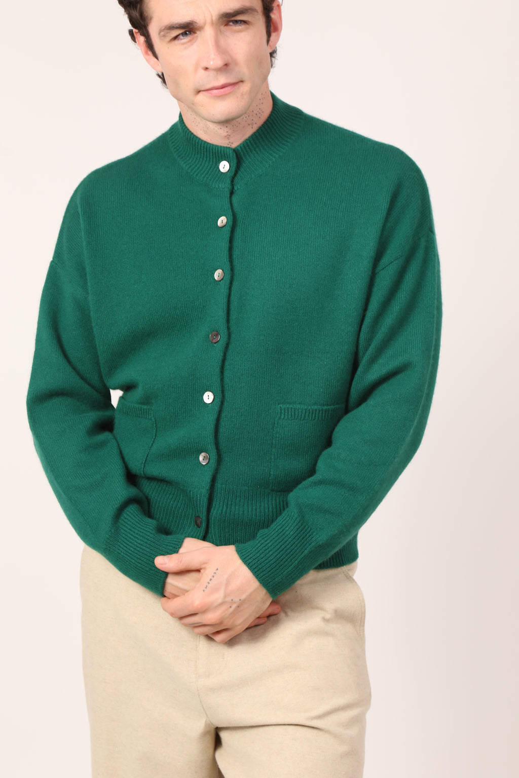 everyday cardi in forest green