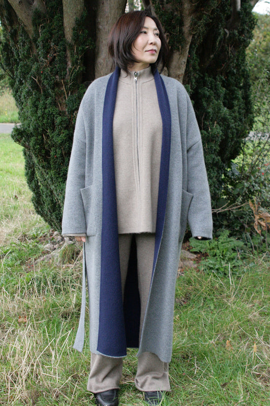 TWO-COLOUR COAT IN GREY & NAVY