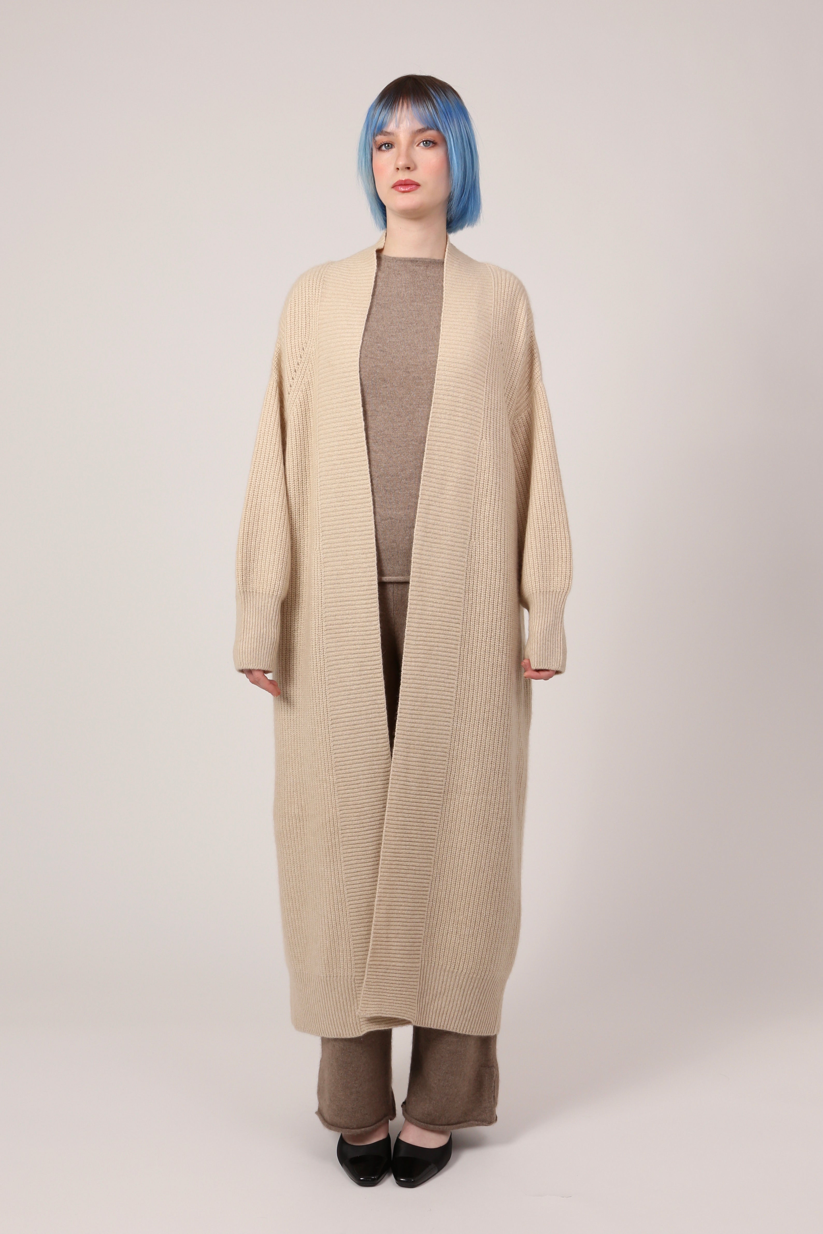 ribbed coat in beige
