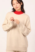 turtleneck in red & beige