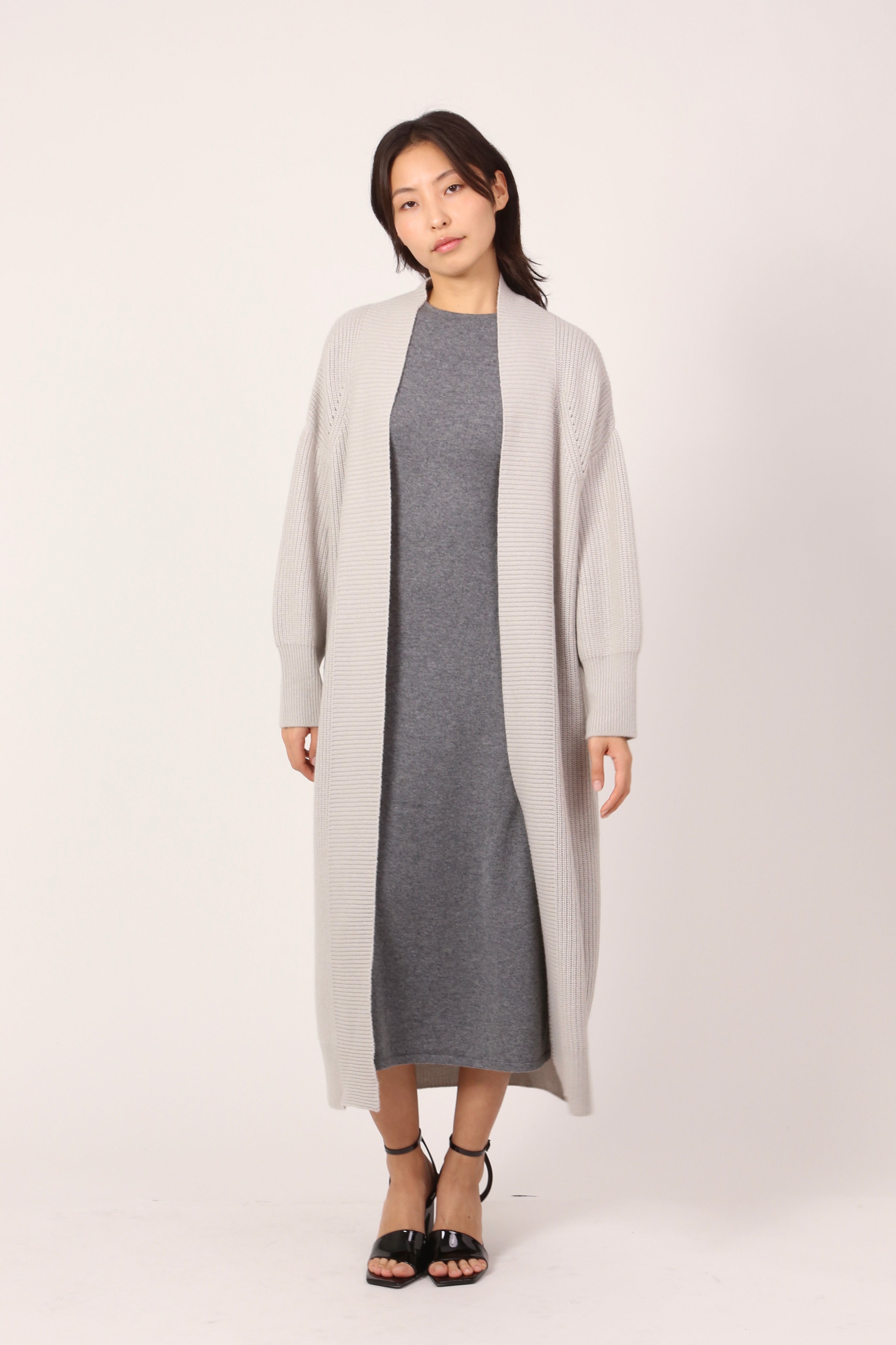 ribbed coat in clay grey