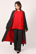 two colour coat in dark grey & red
