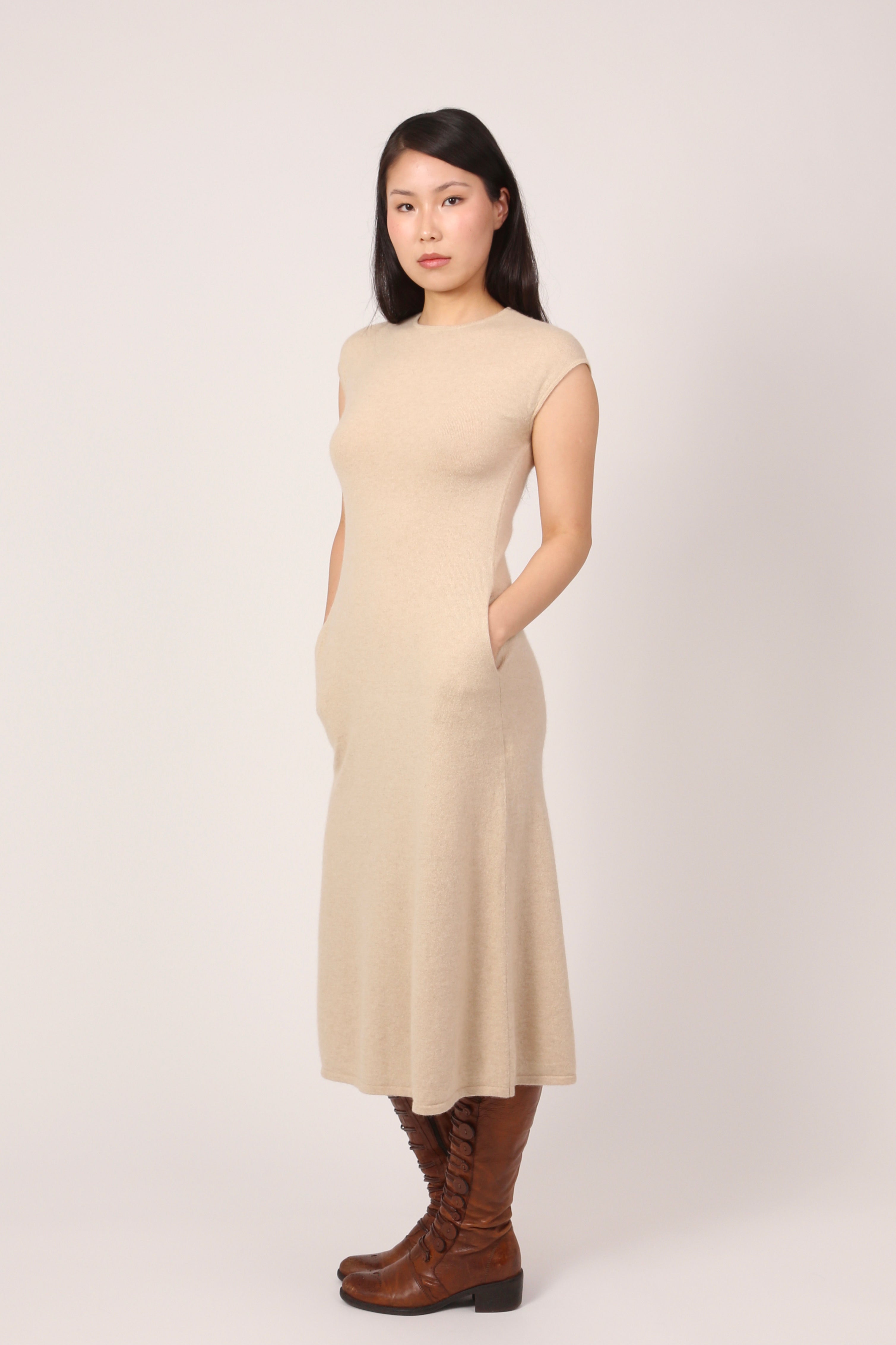 dress in beige