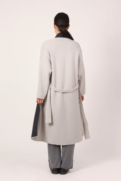 TWO-COLOUR COAT IN CLAY GREY & DARK GREY