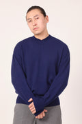 v-neck jumper in navy