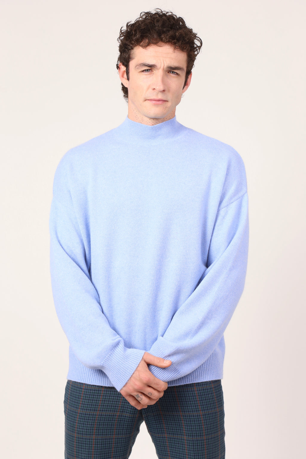 turtleneck in light blue