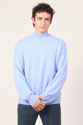 turtleneck in light blue