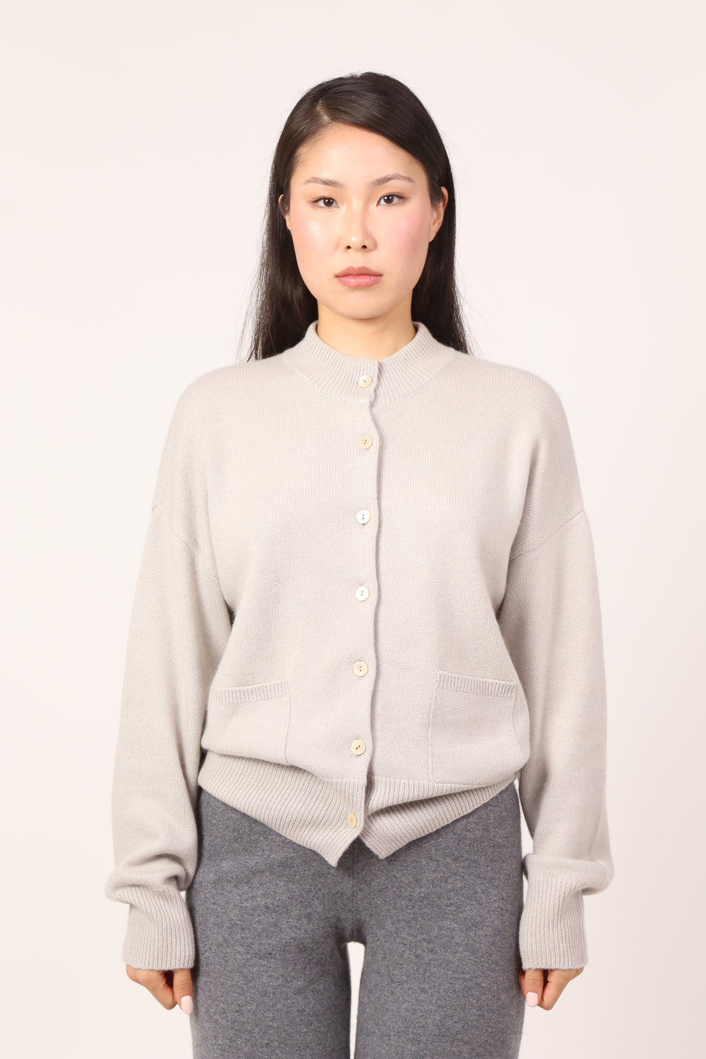 everyday cardi in clay grey