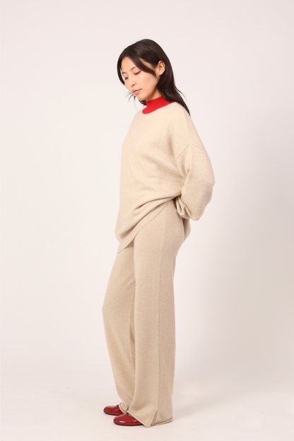 TURTLENECK JUMPER IN RED & BEIGE